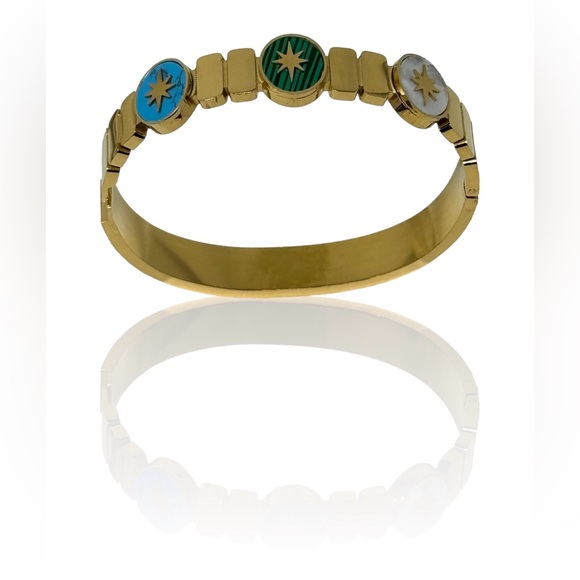 Stainless Steel Gold Color Plated Bangle / Handcuff Bracelet (NWOT) - Picture 3 of 6